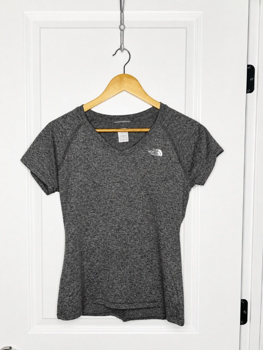 The North Face Women's Charcoal Gray V-Neck Short Sleeve Tee